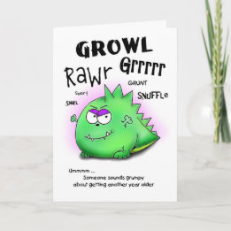 Erste ältere Grumpy Dino Geburtstagskarte Karte
