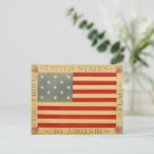 Erste amerikanische Flagge Vintag Patriotic USA Postkarte (Stehend Vorderseite)