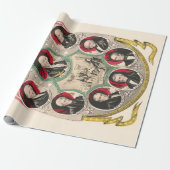 Erste amerikanische Präsidenten stellten 1844 Lith Geschenkpapier (Ungerollt)