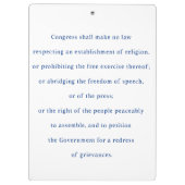 Erste Änderung der Kundgebung der Redefreiheit Klemmbrett (Rückseite)