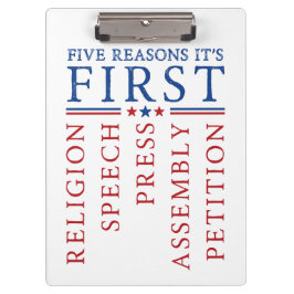 Erste Änderung der Kundgebung der Redefreiheit Klemmbrett