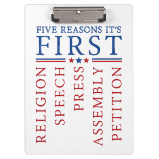 Erste Änderung der Kundgebung der Redefreiheit Klemmbrett