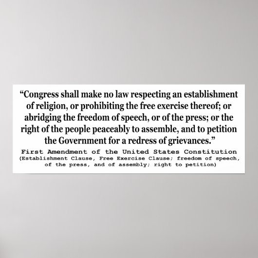 Erste Änderung der Verfassung der Vereinten Staate Poster (Vorne)