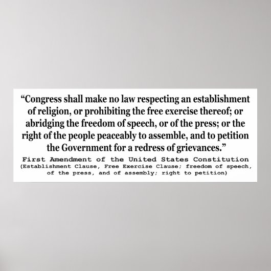 Erste Änderung der Verfassung der Vereinten Staate Poster (Vorne)