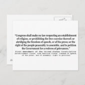 Erste Änderung der Verfassung der Vereinten Staate Postkarte (Vorne/Hinten)