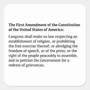 Erste Änderung der Verfassung Quadratischer Aufkleber