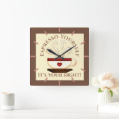 Erste Änderung: Espresso selbst Quadratische Wanduhr (Zuhause)