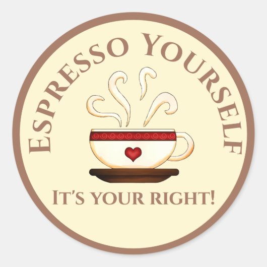 Erste Änderung: Espresso selbst Runder Aufkleber (Vorderseite)