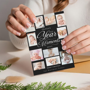 Erste Baby-Jahr in Momenten Minimale FotoCollage Feiertagskarte