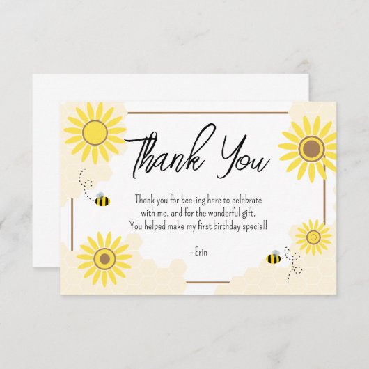 Erste Bee-Day Dankeskarte (Vorne/Hinten)