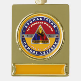 Erste bewaffnete Division Afghanistan Veteran Banner-Ornament Gold