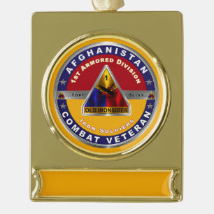 Erste bewaffnete Division Afghanistan Veteran Banner-Ornament Gold