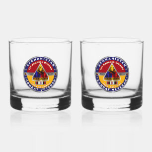 Erste bewaffnete Division Afghanistan Veteran Whiskyglas