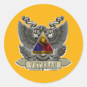 Erste bewaffnete Division "Old Ironsides" Veteran Runder Aufkleber (Vorderseite)