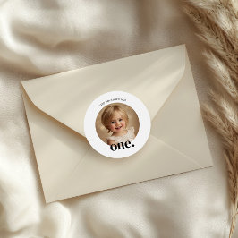 Erste Bidday Foto Rundaufkleber in Schwarz/Weiß Runder Aufkleber