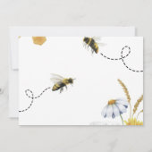 Erste Biene Birthday Gelbe Biene und Sonnenblumen Einladung (Rückseite)