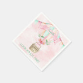 Erste Birthday Hot Air Ballon Minze Pink Peach Serviette (Ecke)