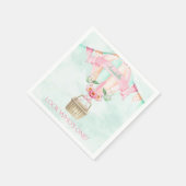 Erste Birthday Hot Air Ballon Minze Pink Peach Serviette (Ecke)
