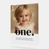 Erste Bithday Foto Akryllische Schrift in Braun & Acrylschild (Winkel)