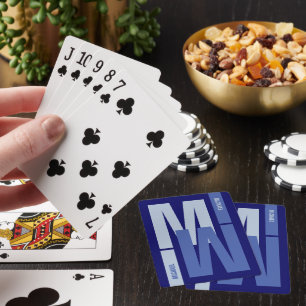 Erste blaue, invertierte Monogramm Spielkarten