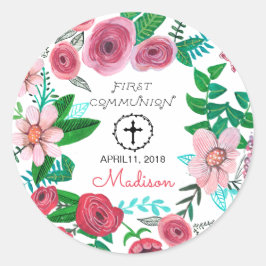 Erste Blume der Heiligen Kommune | Rundaufkleber Runder Aufkleber