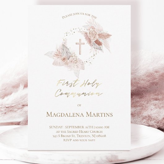Erste Blume der Heiligen Kommunion Einladung