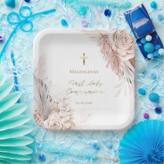 Erste Blume der Heiligen Kommunion Pappteller (Party)