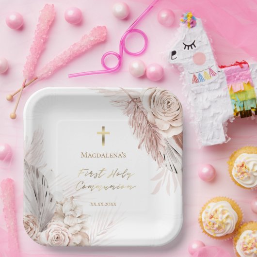 Erste Blume der Heiligen Kommunion Pappteller (Party)