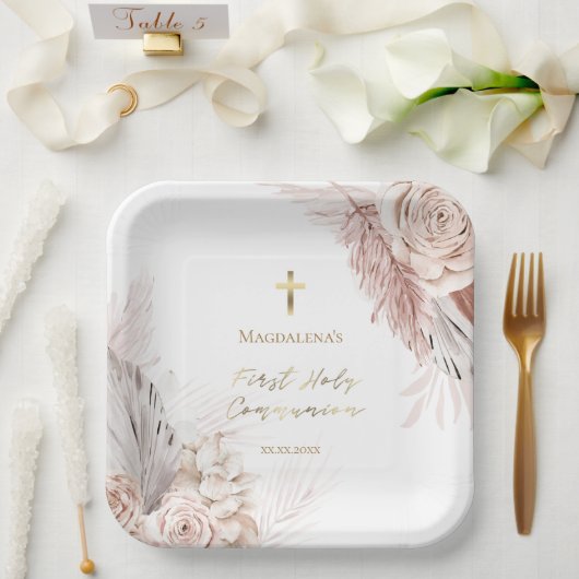 Erste Blume der Heiligen Kommunion Pappteller (Hochzeit)