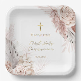 Erste Blume der Heiligen Kommunion Pappteller