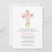 Erste Blume der heiligen Kommunion Pink Einladung (Vorderseite)