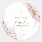 Erste Blume der Heiligen Kommunion Runder Aufkleber (Vorderseite)