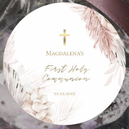 Erste Blume der Heiligen Kommunion Runder Aufkleber