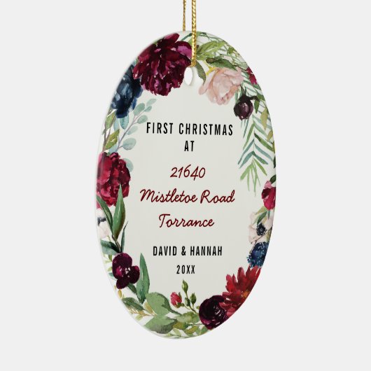 Erste Blumenweihnachtsfeier auf der neuen Zuhause Keramik Ornament (Rechts)