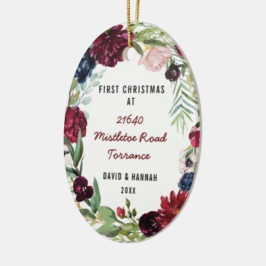 Erste Blumenweihnachtsfeier auf der neuen Zuhause Keramik Ornament (Links)