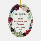 Erste Blumenweihnachtsfeier auf der neuen Zuhause  Keramik Ornament (Vorne)