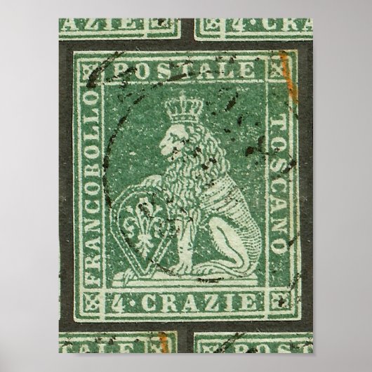 Erste Briefmarke - Toskana (1851) Poster (Vorne)