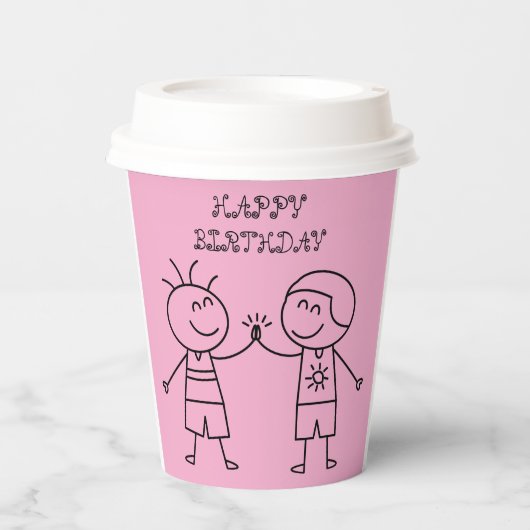 ERSTE BUMP HAPPY BIRTHDAY PINK PAPPBECHER (Vorderseite)