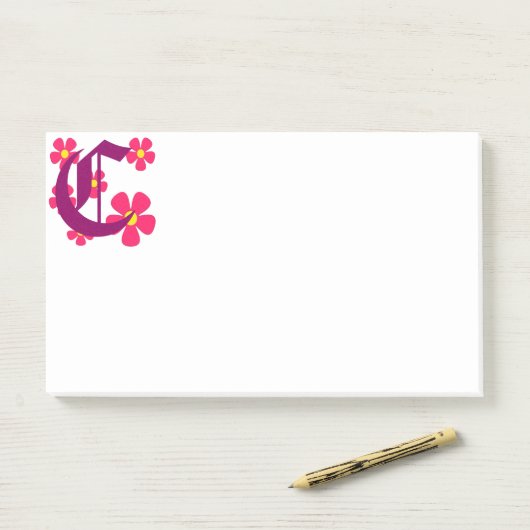 Erste C-Monogramm-Notizen Post-it Klebezettel (Auf Schreibtisch)