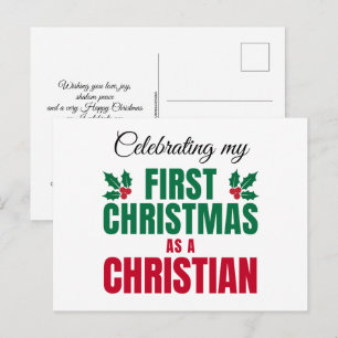 ERSTE CHRISTMAS ALS CHRISTLICHER neuer Glaube Feiertagspostkarte