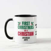 ERSTE CHRISTMAS ALS CHRISTLICHER neuer Glaube Tasse (Links)