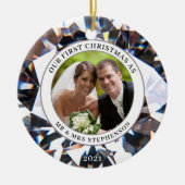 ERSTE CHRISTMAS ALS HERR FRAU Elegant Diamond 2 Fo Keramik Ornament (Vorne)