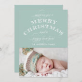 ERSTE CHRISTMAS FOTOKARTE MINT GREEN FEIERTAGSKARTE (Vorne/Hinten)