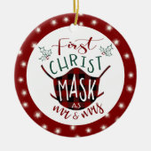 Erste ChristMASK als Mr. und Mrs. Buffalo Karo Fot Keramik Ornament (Vorne)