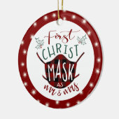 Erste ChristMASK als Mr. und Mrs. Buffalo Karo Fot Keramik Ornament (Links)