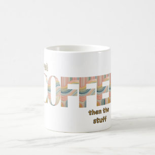 Erste Coffee Slogan Typografie farbenfroh Kaffeetasse