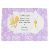 Erste Communion Blonde Hair Girl Danke Große Geschenktüte (Rückseite)