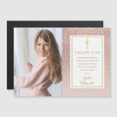 Erste CommunityRose Gold Glitzer Foto Vielen Dank Magnetkarte (Vorne/Hinten)