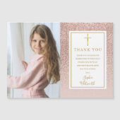 Erste CommunityRose Gold Glitzer Foto Vielen Dank Magnetkarte (Vorderseite)