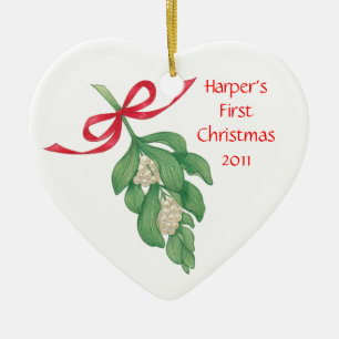 Erste das Christmas~Mistletoe des Babys Verzierung Keramikornament